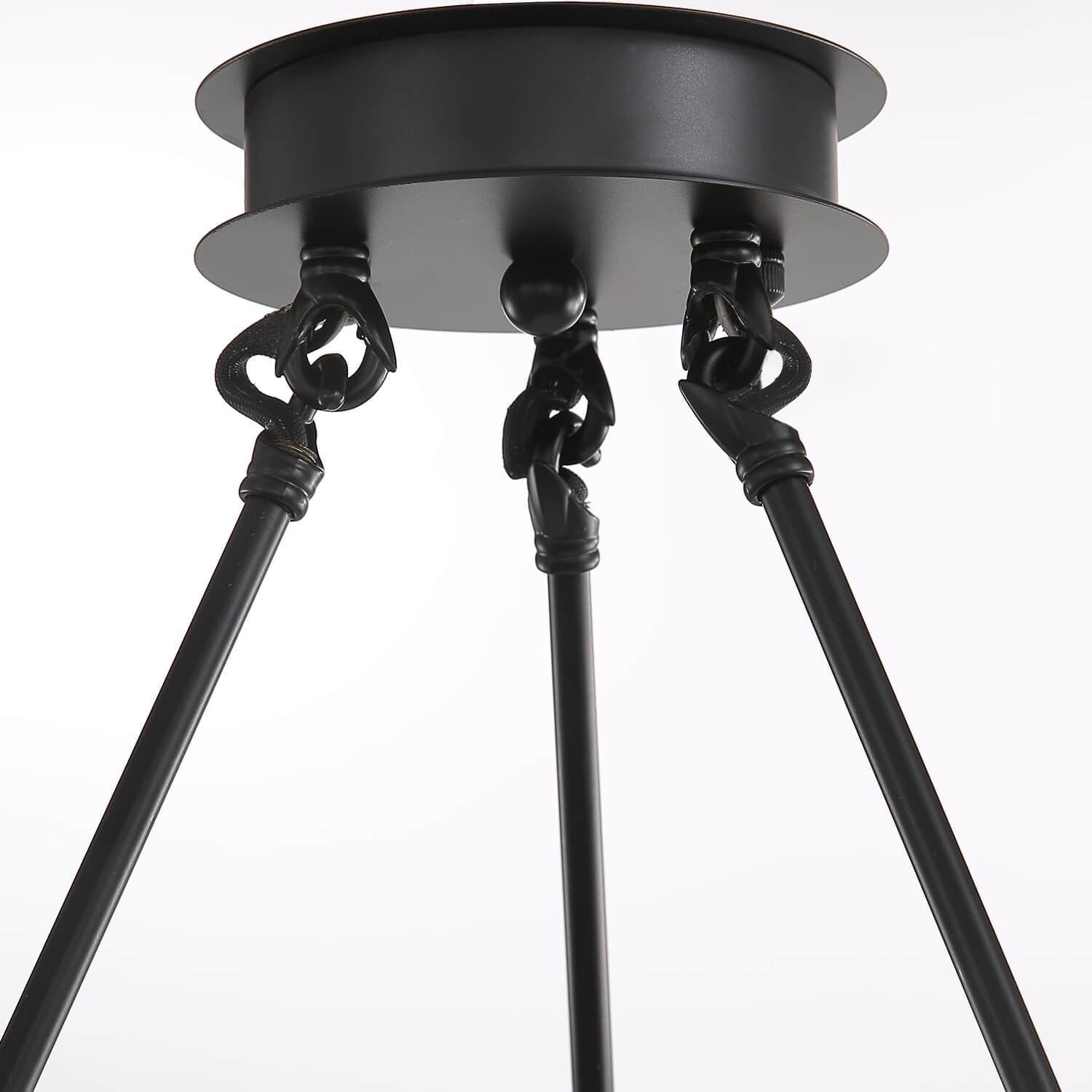 Contemporary Round Island Crystal Chandelier - Rustic Vintage Industrial design - Dining room-in black-detail