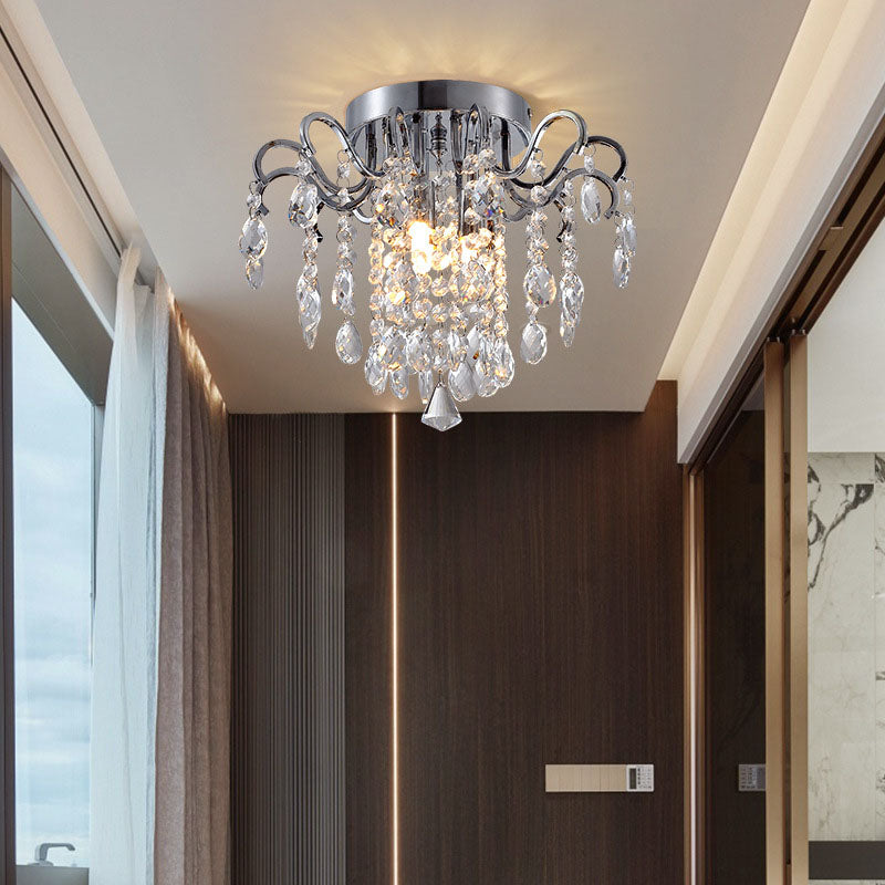 Modern Mini Round Crystal Flush Mount Ceiling Light | Sofary