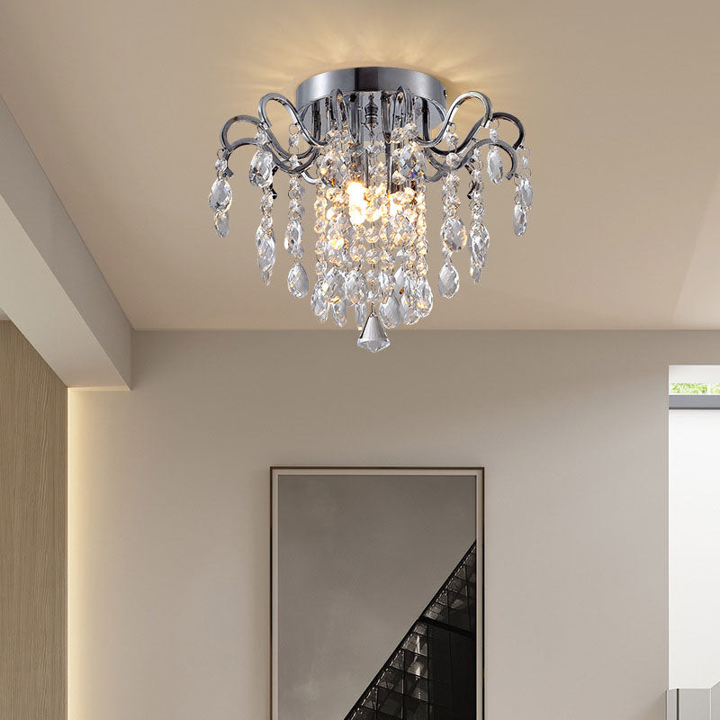 Modern Mini Round Crystal Flush Mount Ceiling Light | Sofary