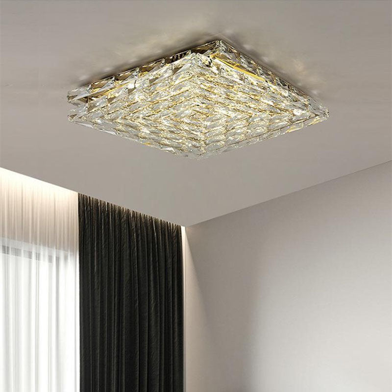 Gold Multi-layer Square Crystal Chandelier - Ceiling Light - Bedroom | Sofary