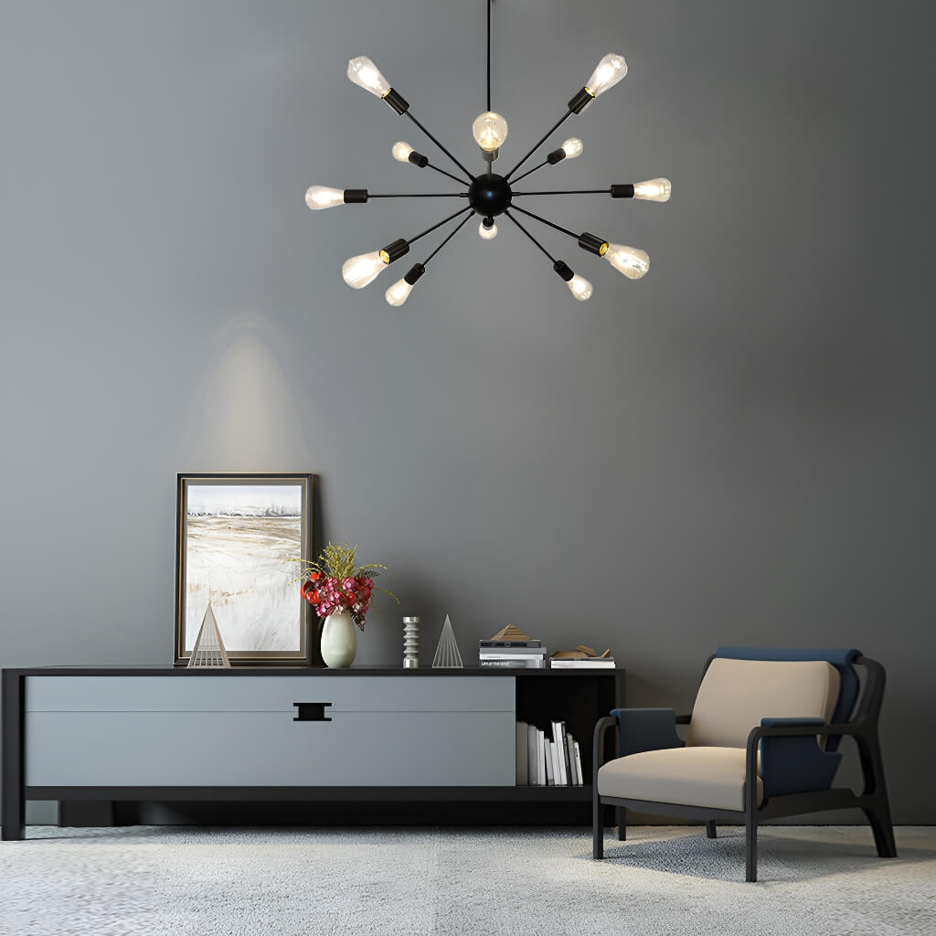 12-Bulbs Iron Satellite Chandelier living room 1 | Sofary Lighting