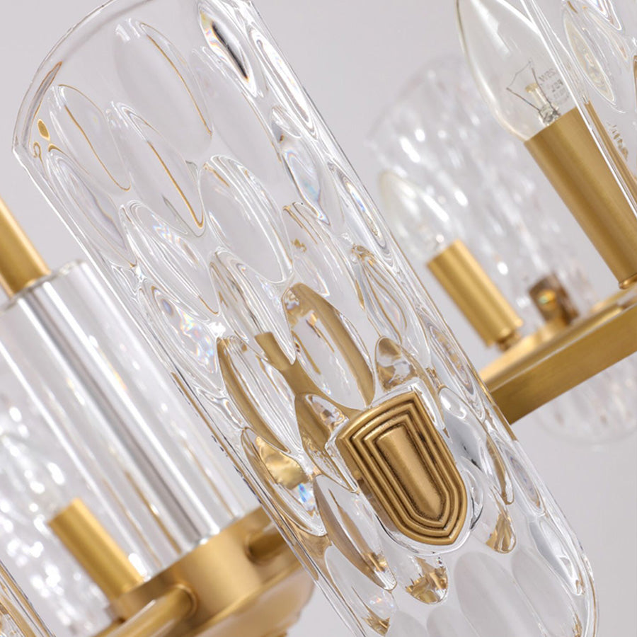 Luxury Copper Crystal Chandelier with Unique Wavy Shades