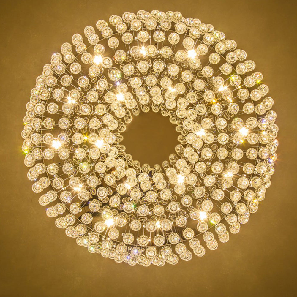 Petal Shape Raindrop Crystal Chandelier Round Base - Bottom view