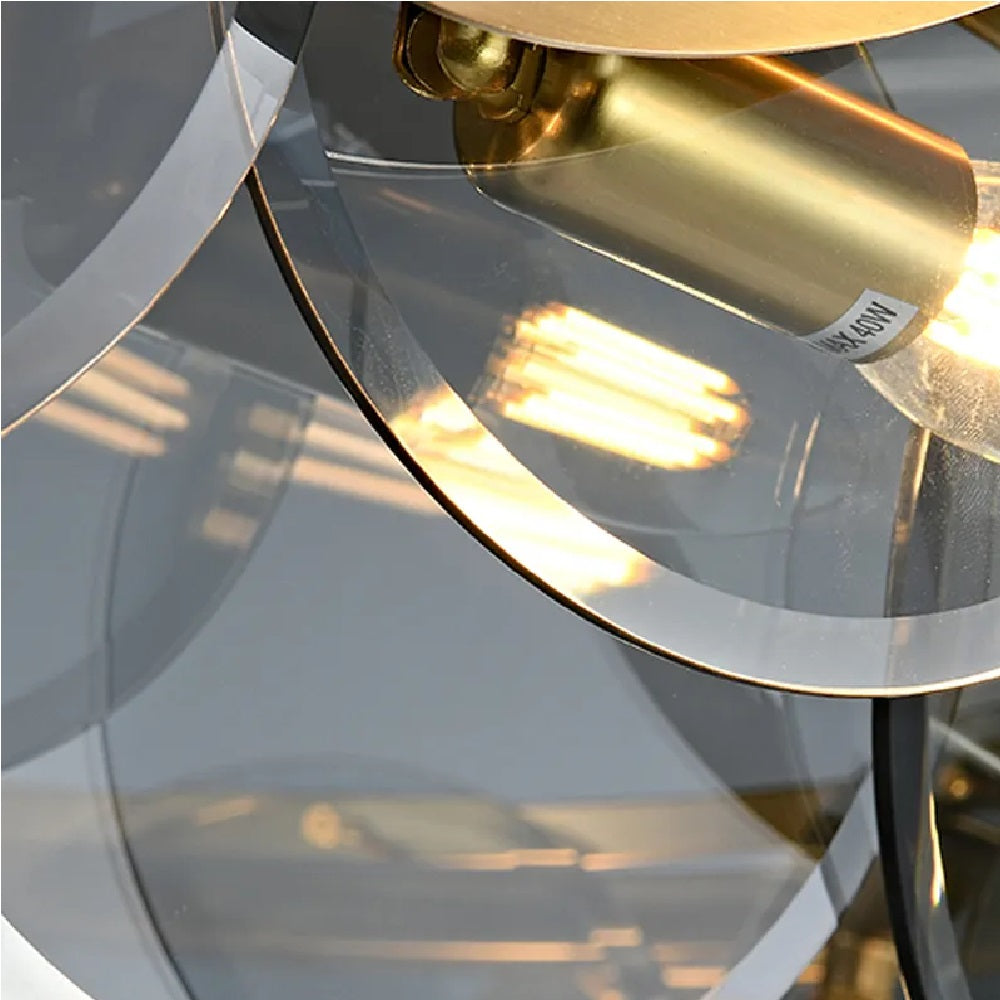 Smokey Gray Glass Chandelier - Details
