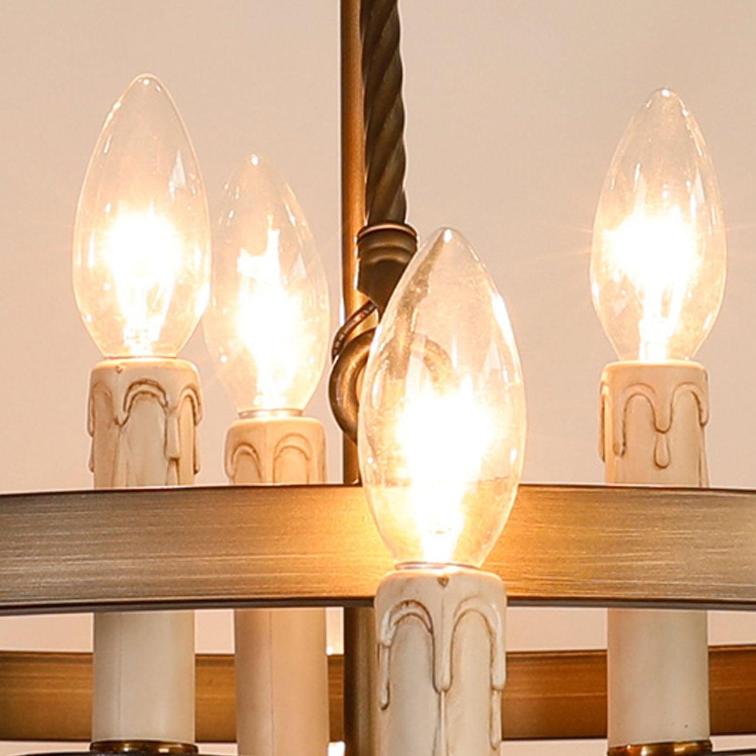 【Open Box - Big Discount】2-Tier Bronze Wagon Wheel Chandelier