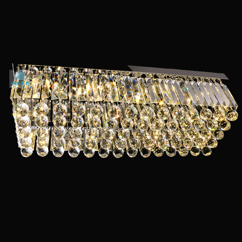 Rectangular Raindrop Crystal Chandelier - Ceiling Light With Warm Light