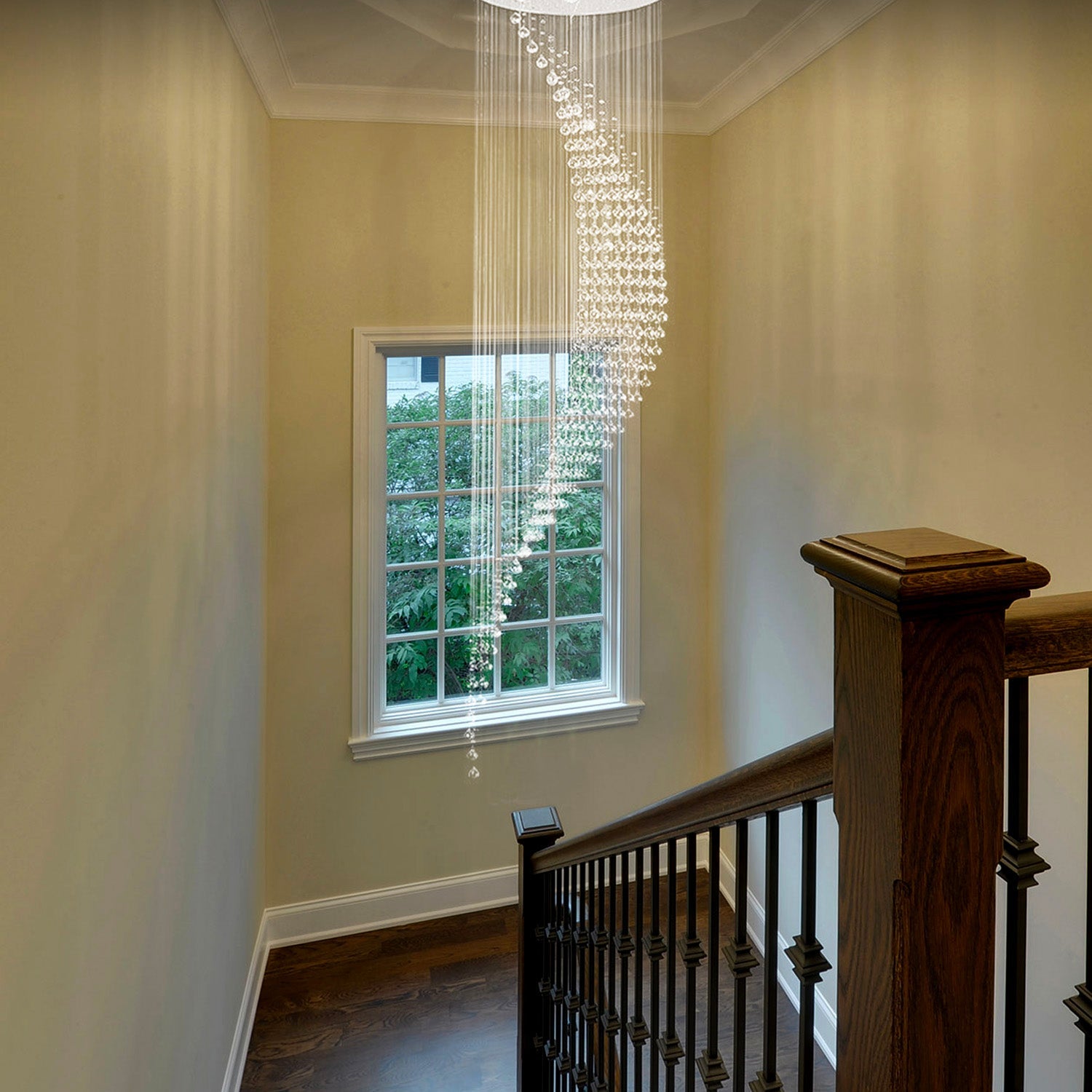 Moon Shaped Spiral Wave Crystal Chandelier - Ceiling Lights