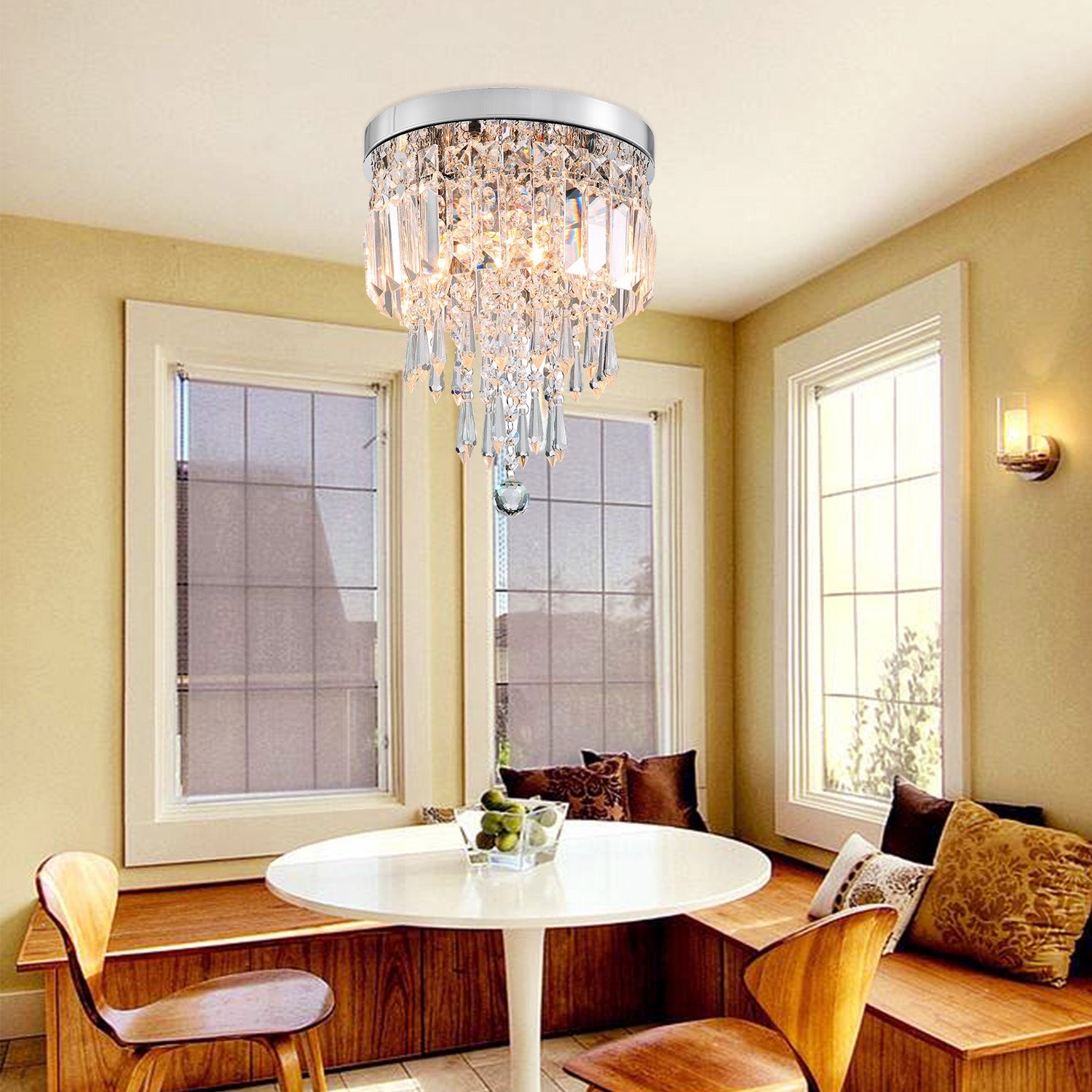 Modern Flush Mount Mini Crystal Chandelier - Ceiling Lights