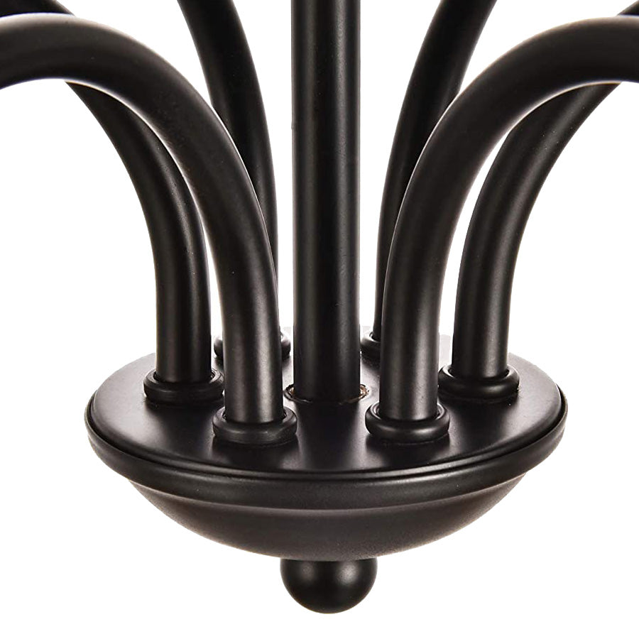 Modern Farmhouse Black Metal Candle Chandelier - detail