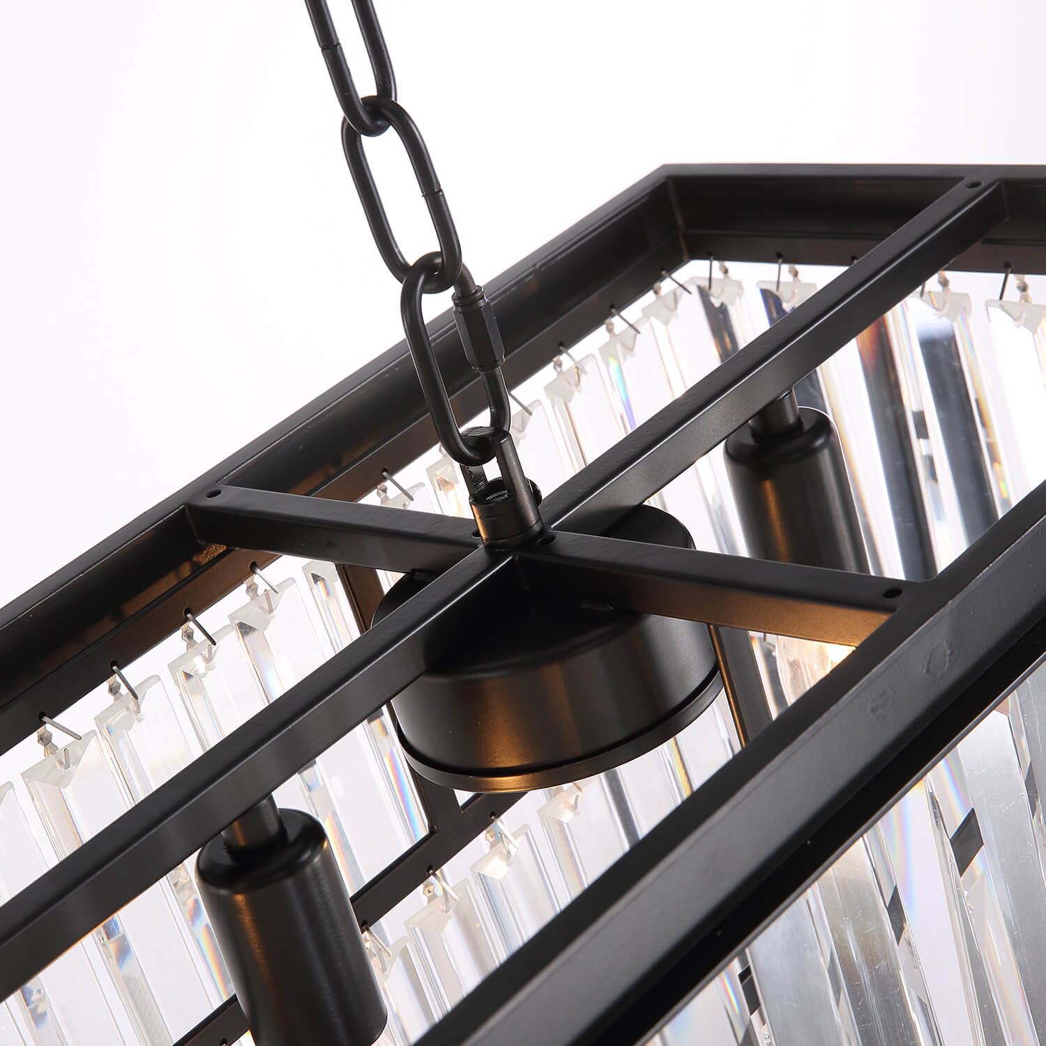 Vintage Clear Crystal Rectangular Chandelier - Dining Room-detail one