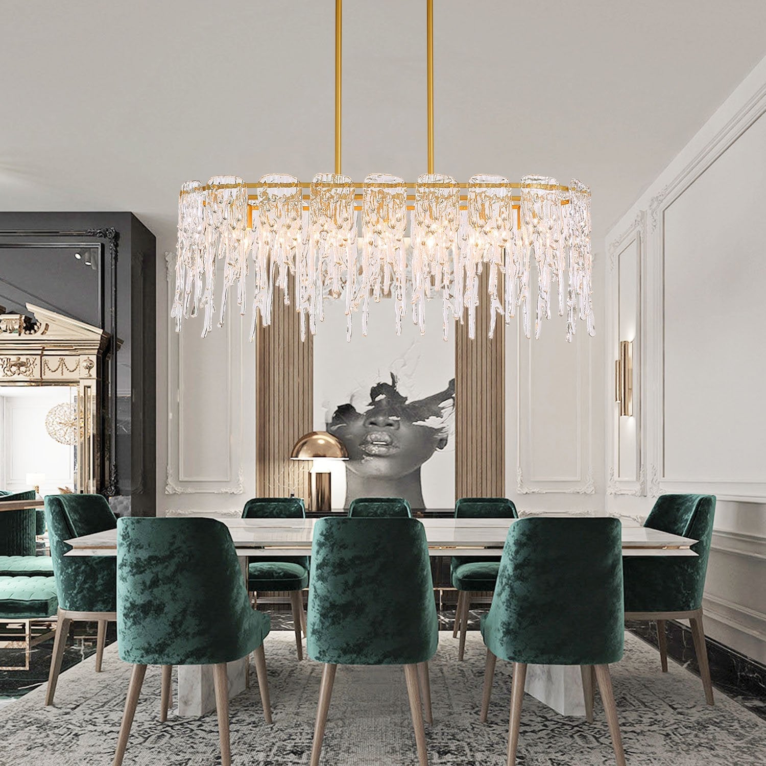 Rectangle Icicle Glass Chandelier