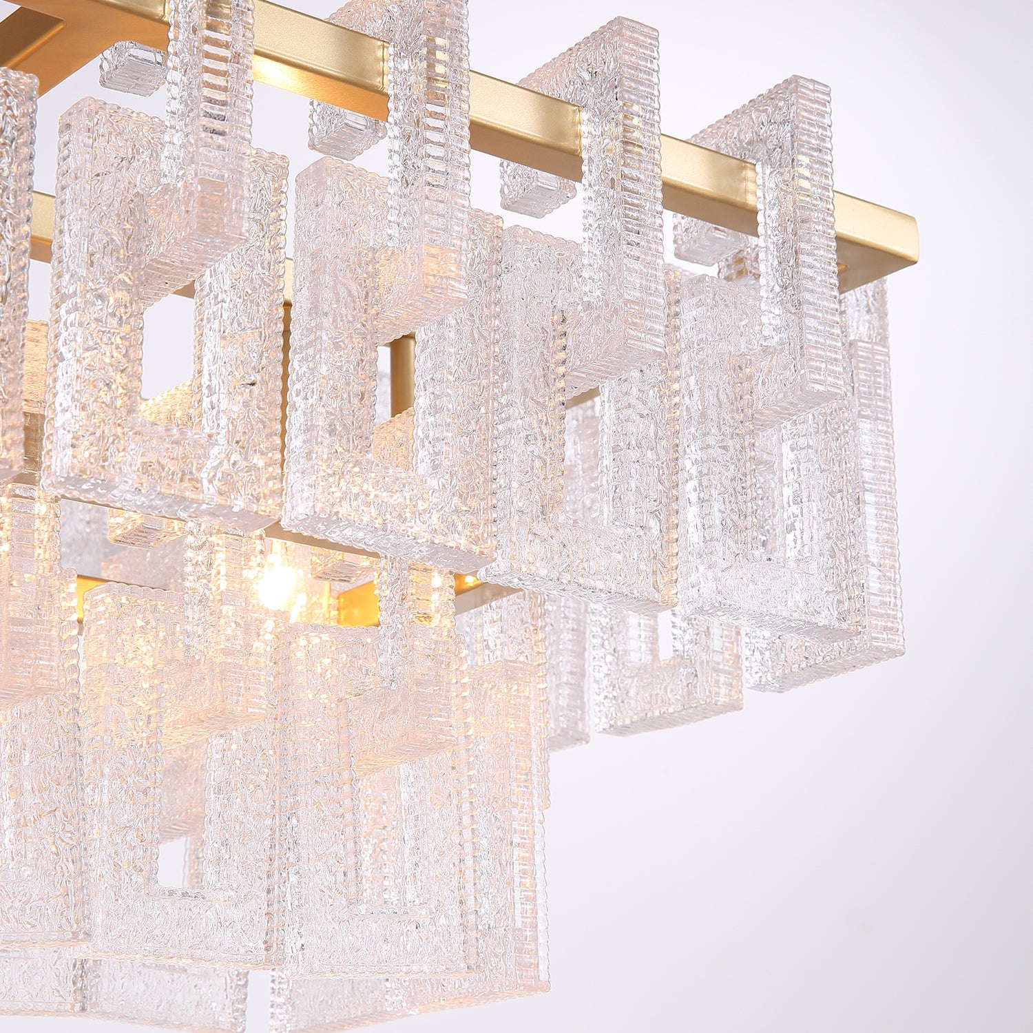 Modern Rectangular Crystal Linear Chandelier - Pendant Light-detail 1