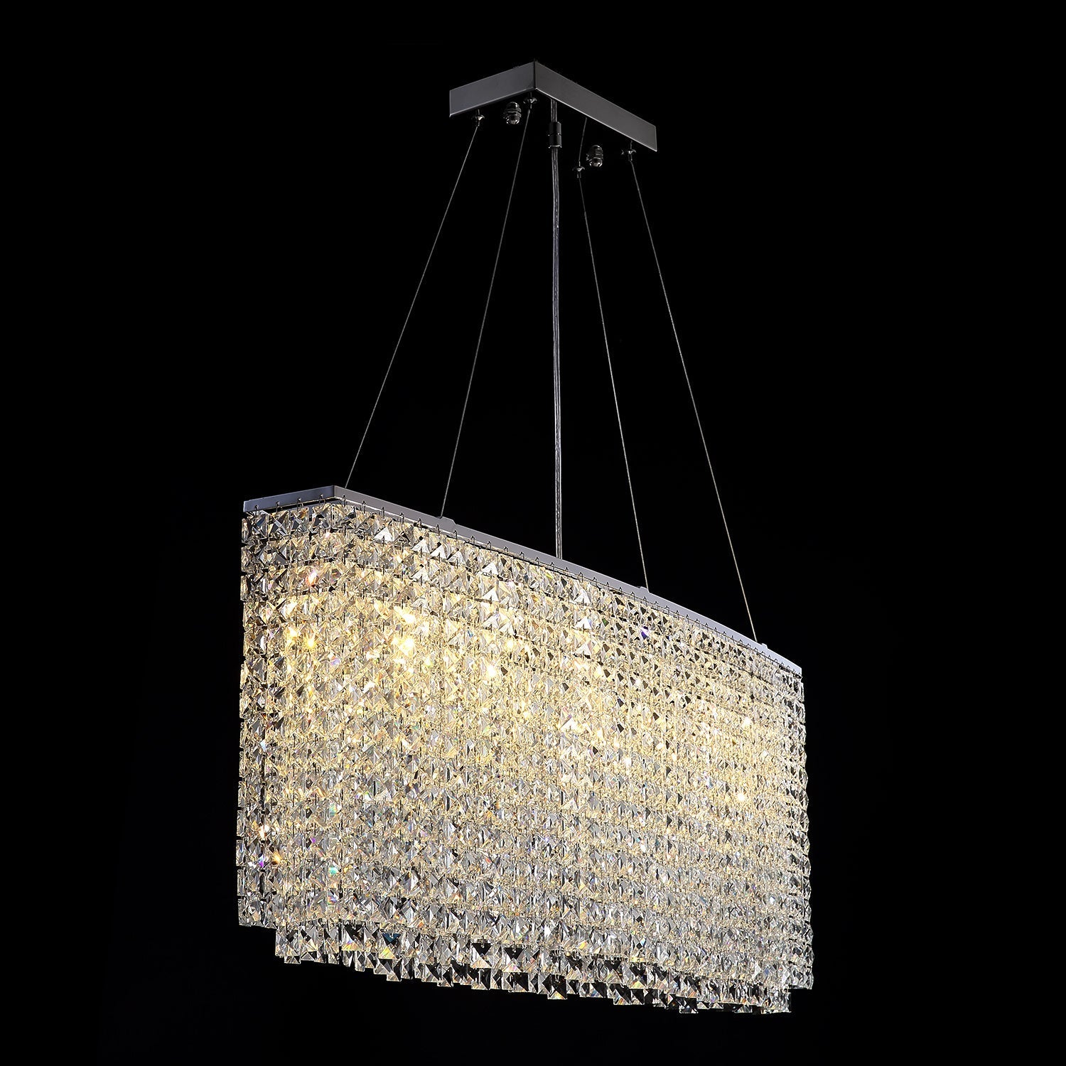 Rectangular Raindrop Crystal Pendant Light With Warm Light