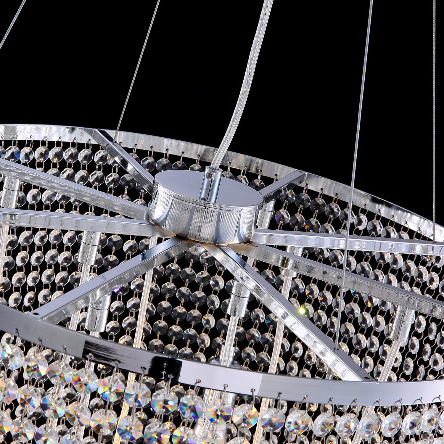 Luxury Linear Round Contemporary Island Crystal Chandelier - Details