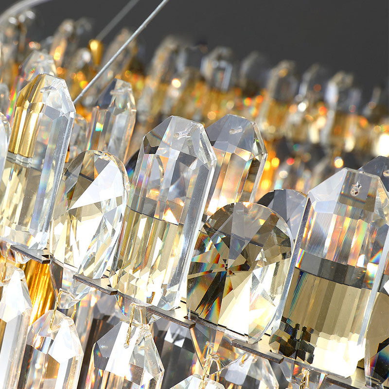 Round Linear Crystal Chandelier - Crystal Detail | Sofary