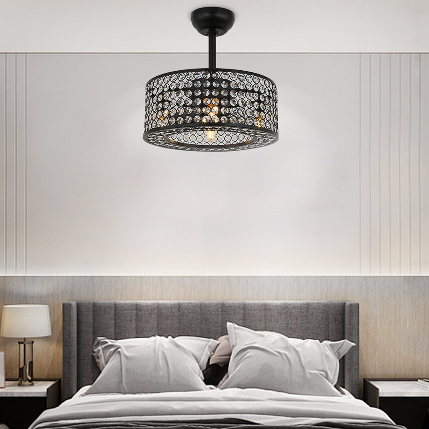 8 - Blade Drum Ceiling Fan with Remote Control - Fandelier - Bedroom | Sofary