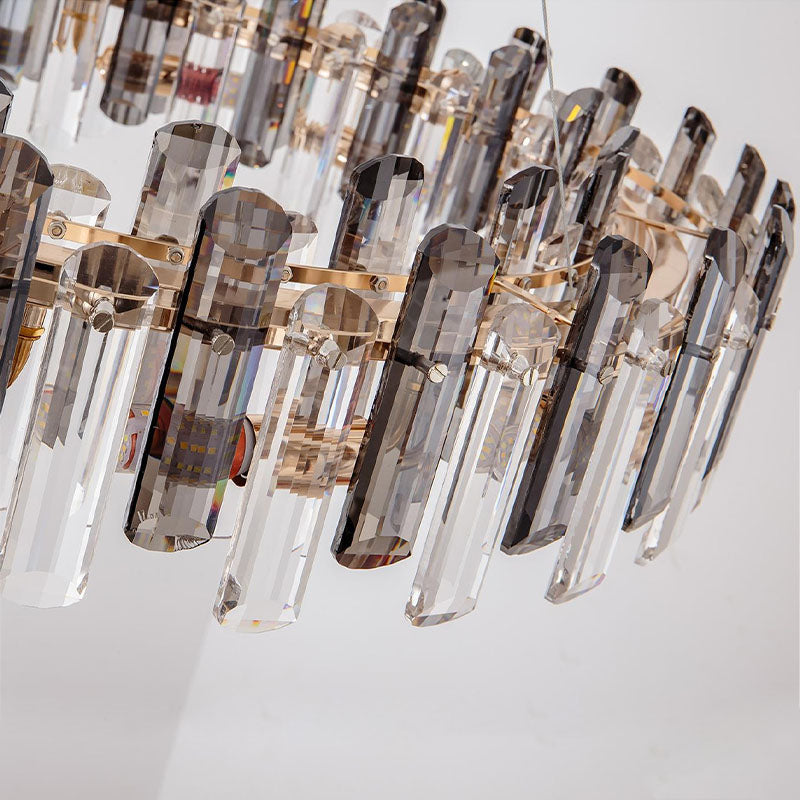 Round Glass Shade Gold Chandelier - Crystal Detail | Sofary