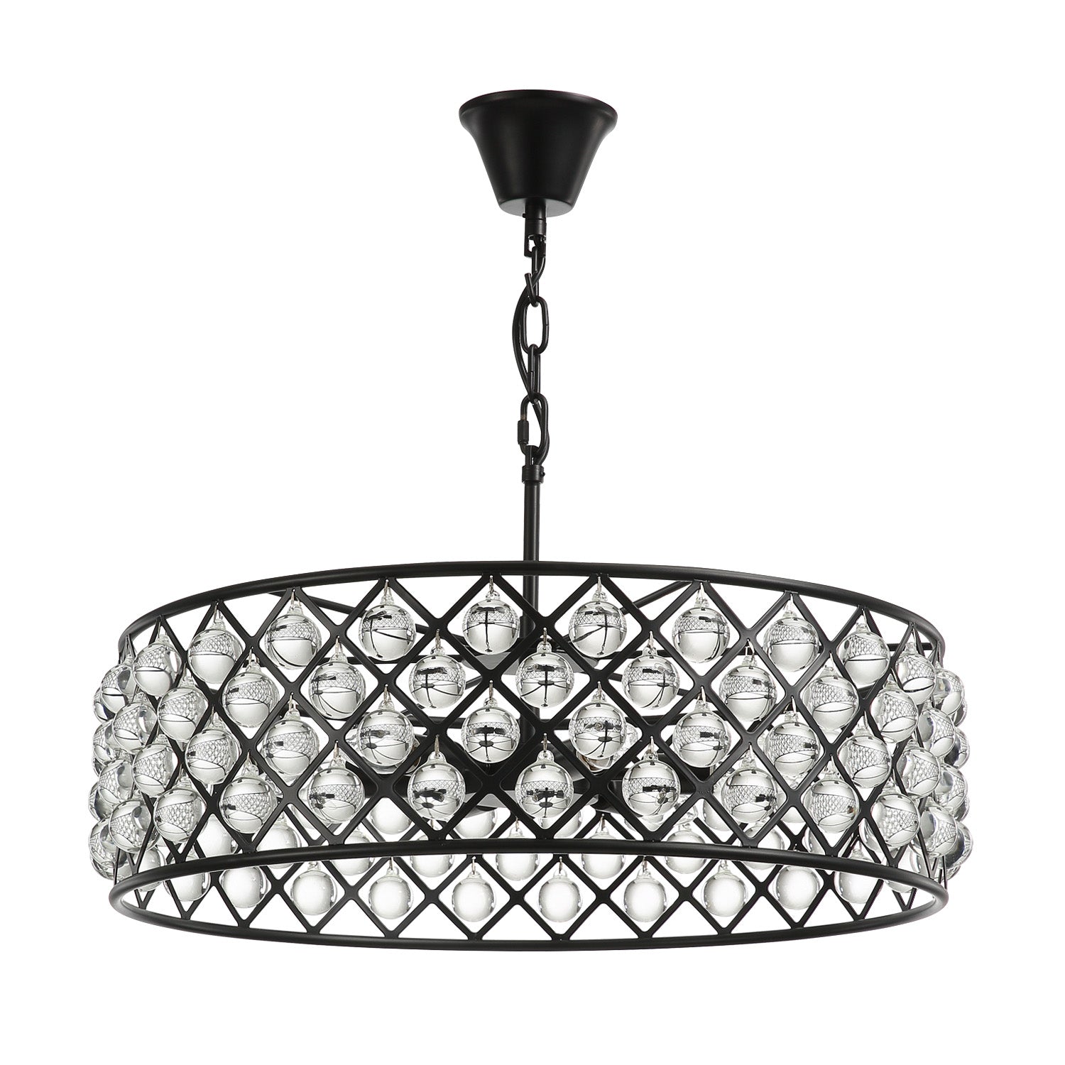 Black Drum Shape Crystal Chandelier - Pendant Light