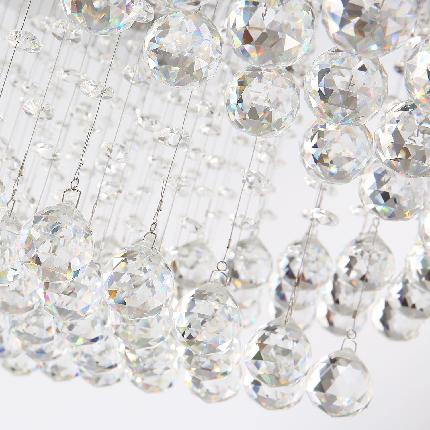 Rectangular Multi layer Cloud Design Crystal Chandelier - Crystal Detail | Sofary