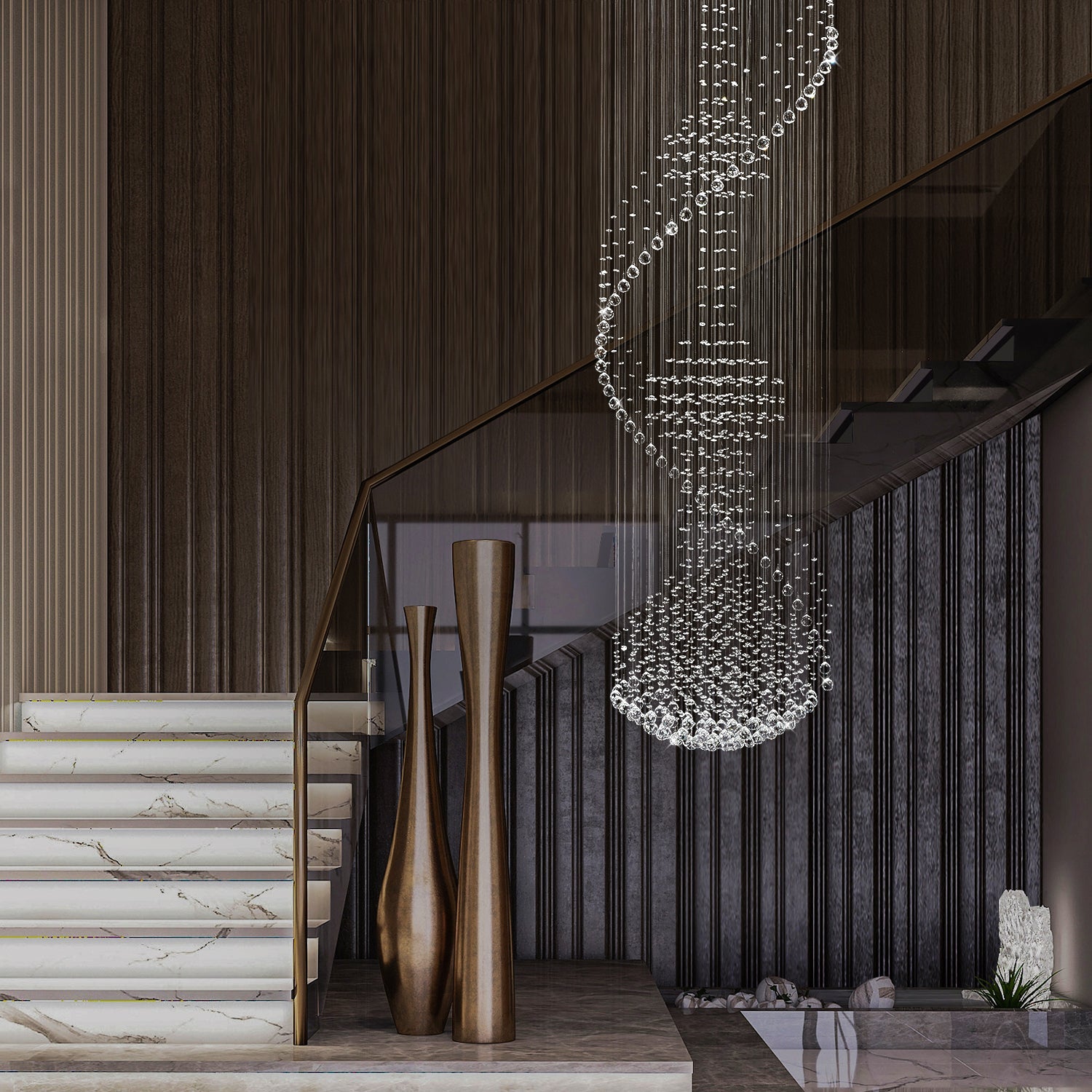 Three Ball Large Raindrop Crystal Chandelier | Sofary