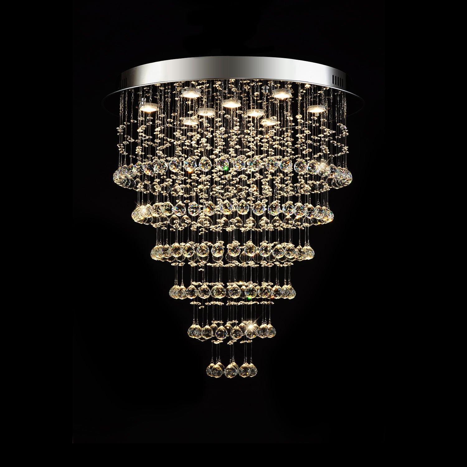 Multi Layer Round Crystal Chandelier Ceiling Lights | Sofary