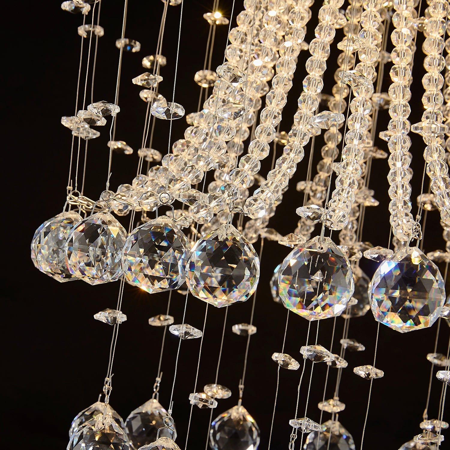 Modern Round Flush Mount Crystal Chandelier - Detail | Sofary