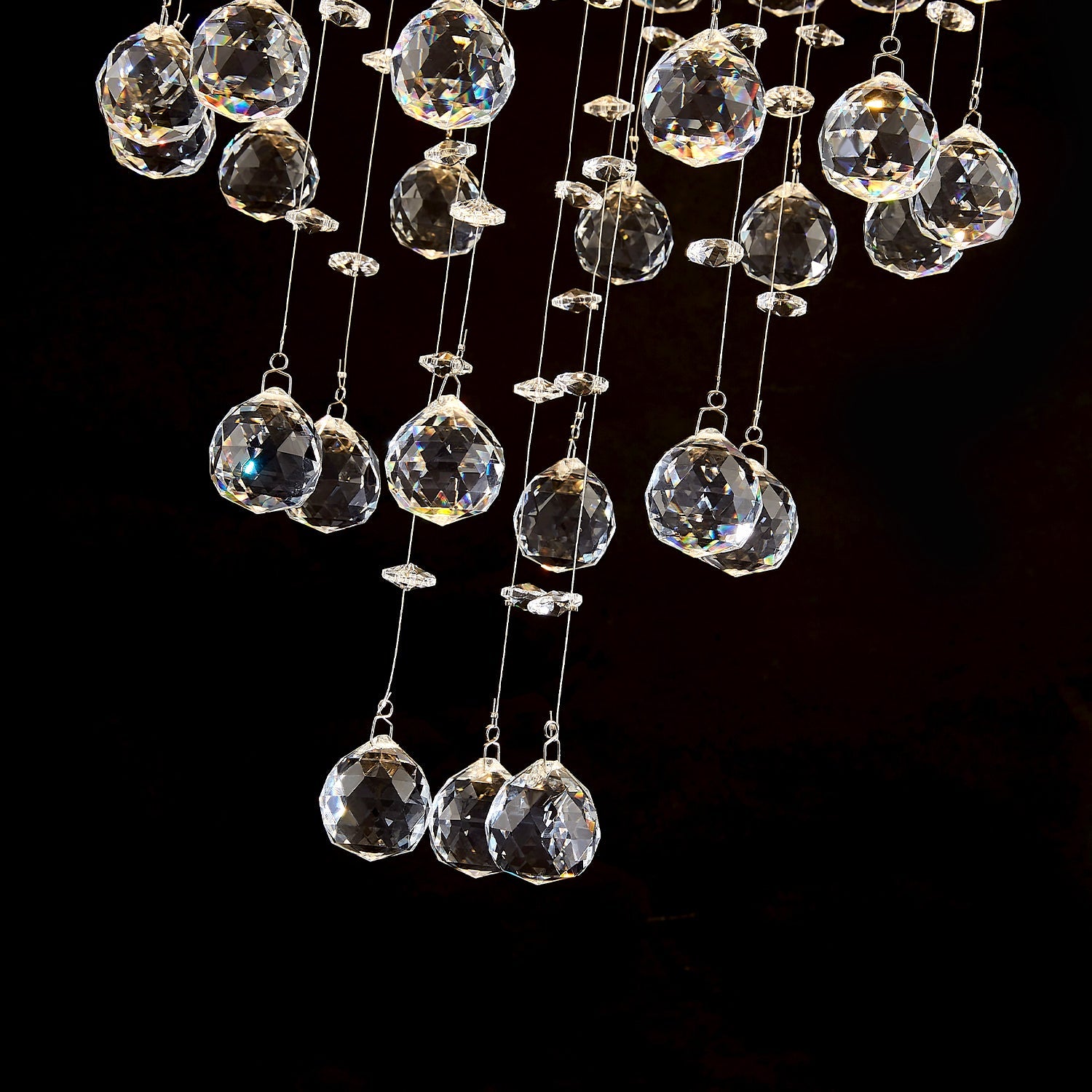 Modern Round Flush Mount Crystal Chandelier - Detail | Sofary