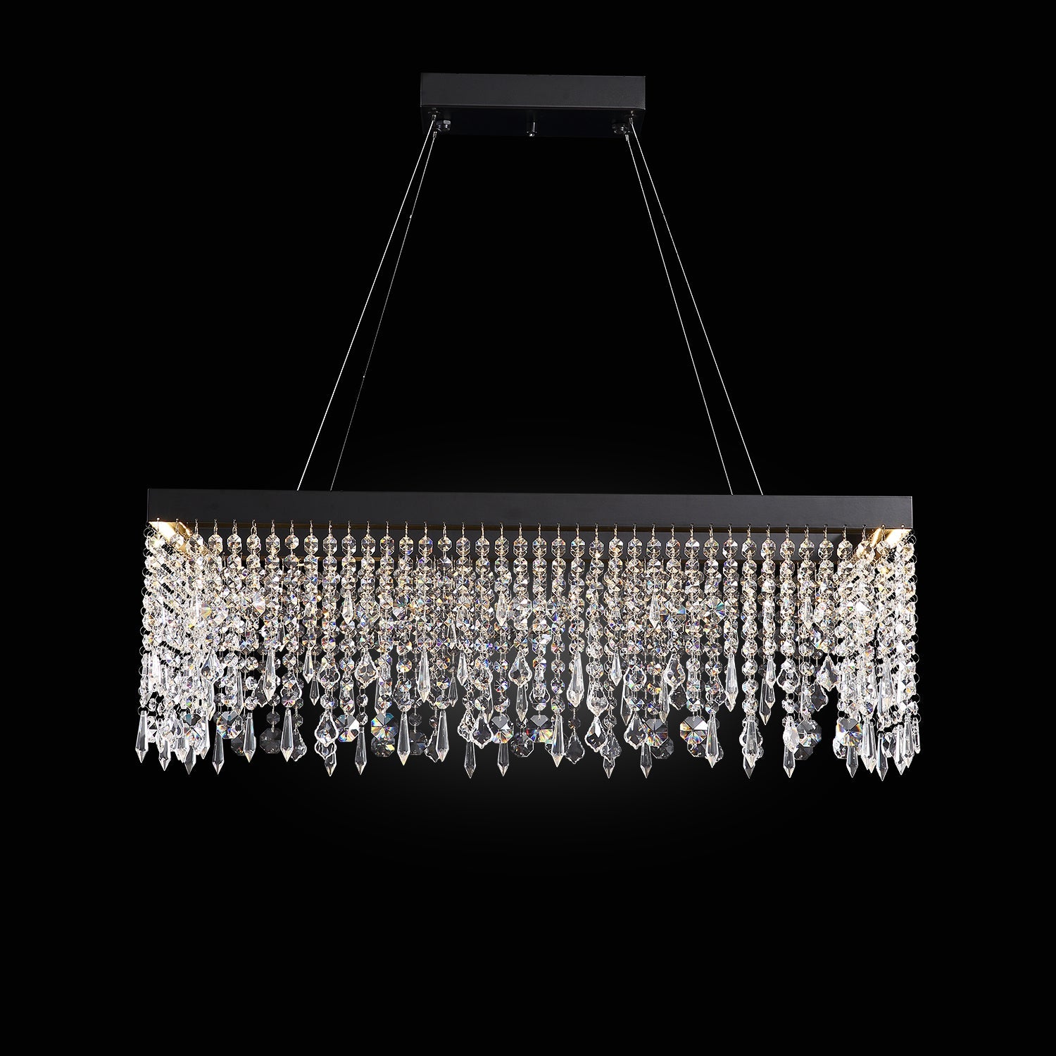Rectangle Crystal Raindrop Chandelier - Black Background | Sofary