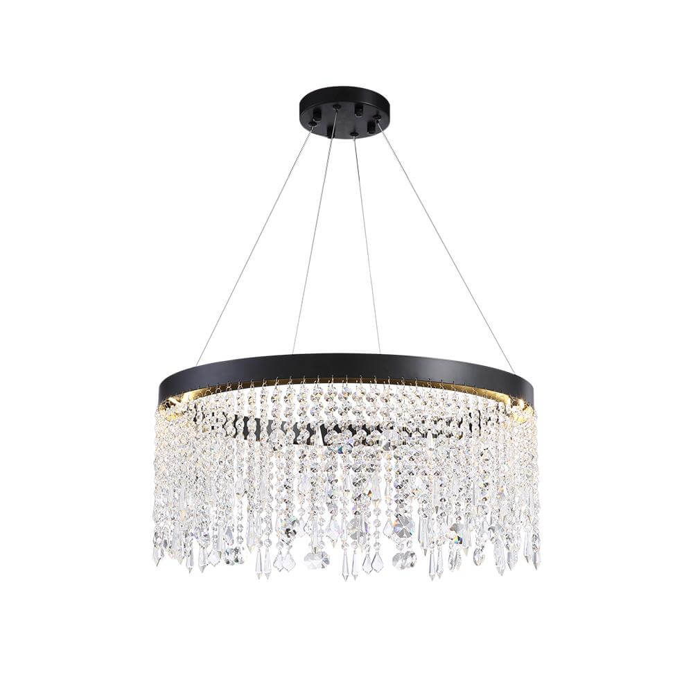 Circular Crystal Raindrop Chandelier - White Background | Sofary