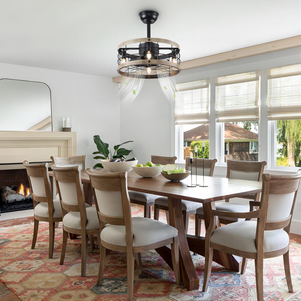 Wood Farmhouse Ceiling Fan--dinningroom daylight