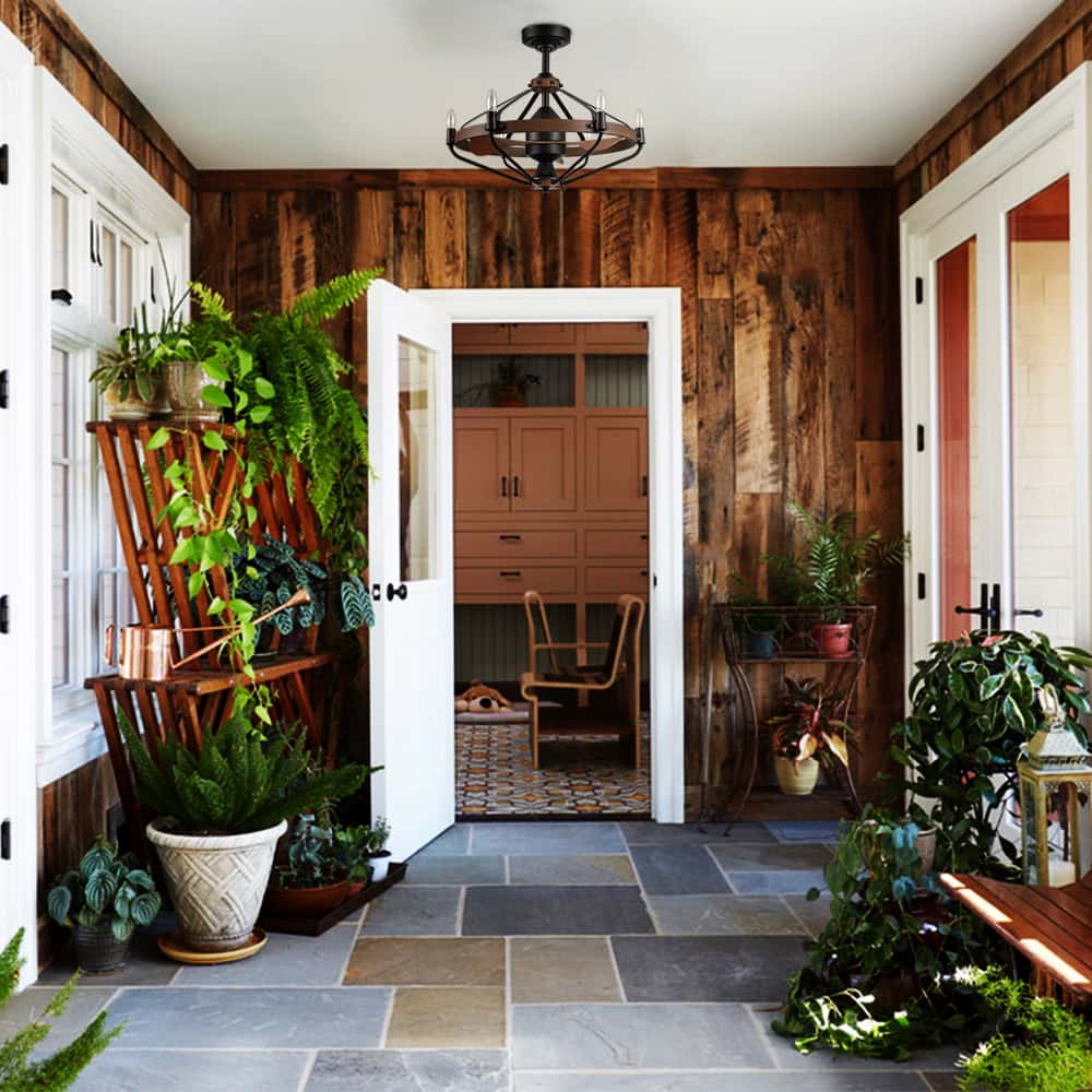 26" Caged Ceiling Fans with Lights--indoor