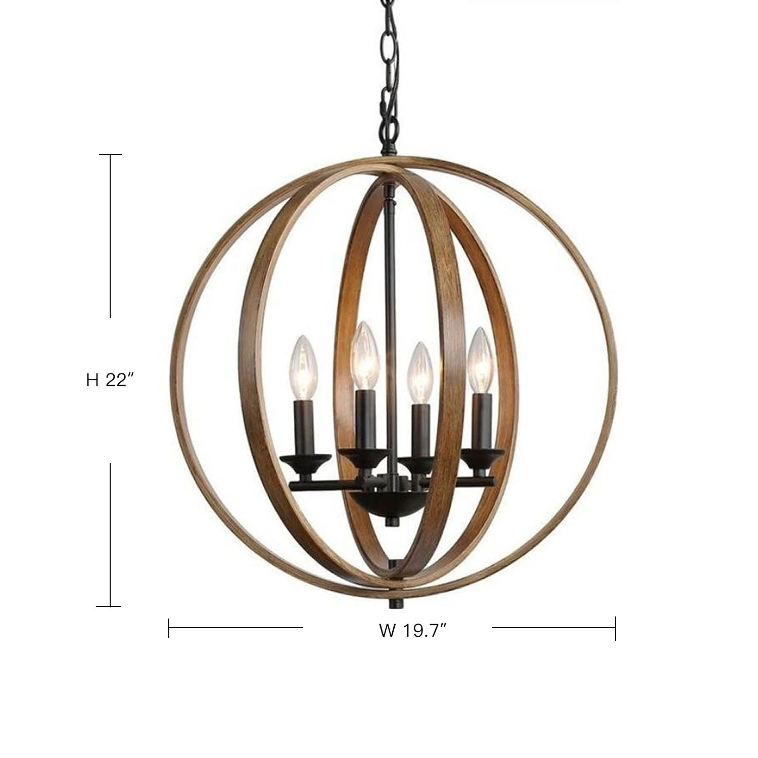 Dark Bronze Orb Chandelier - White Background - Rustic Design | Sofary