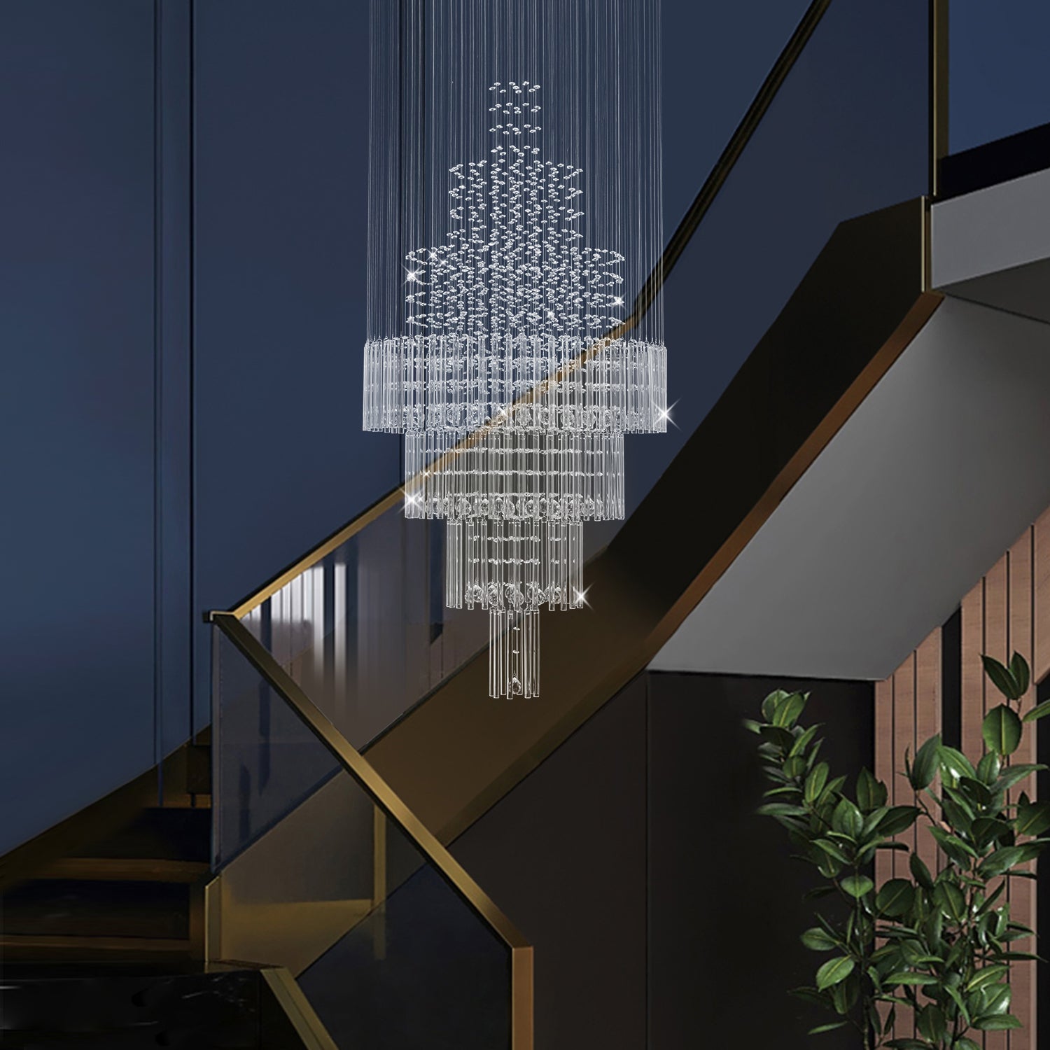 Floating Castle Raindrop Crystal Chandelier For Entryway - Double Layer - Staircase | Sofary