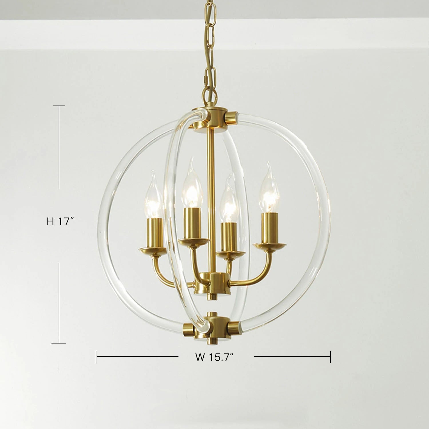 Glass Gold Orb Chandelier - White Background | Sofary