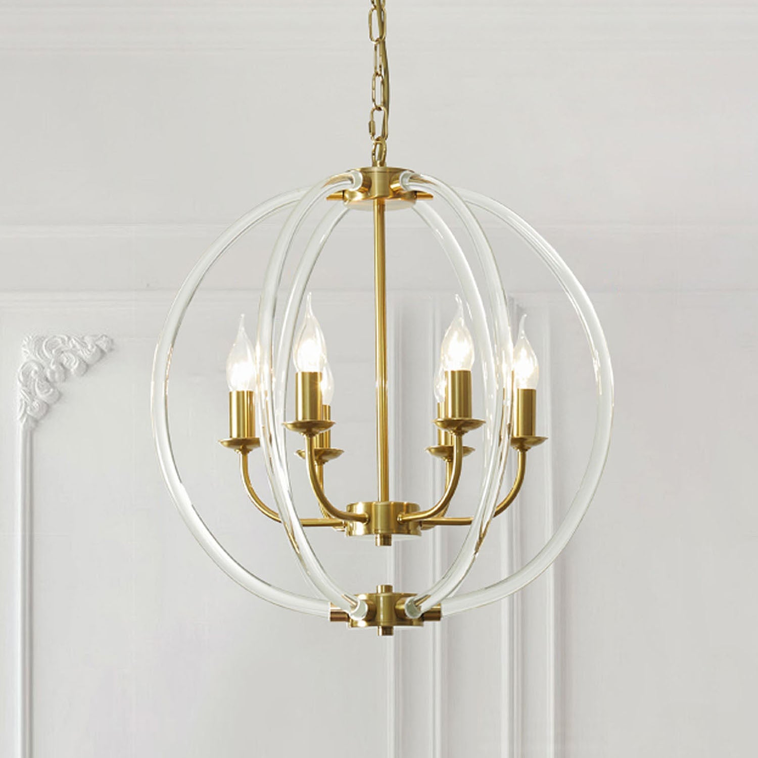 Glass Gold Orb Chandelier | Sofary