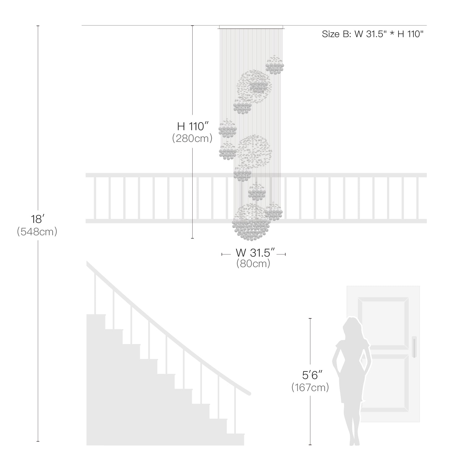 Luxury Solar System Spiral Raindrop Chandelier For Foyer and Entryway- Size Dimension