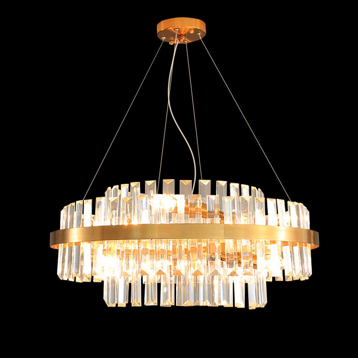 Modern-light-luxury-crystal-chandelier-front-view-black | Sofary