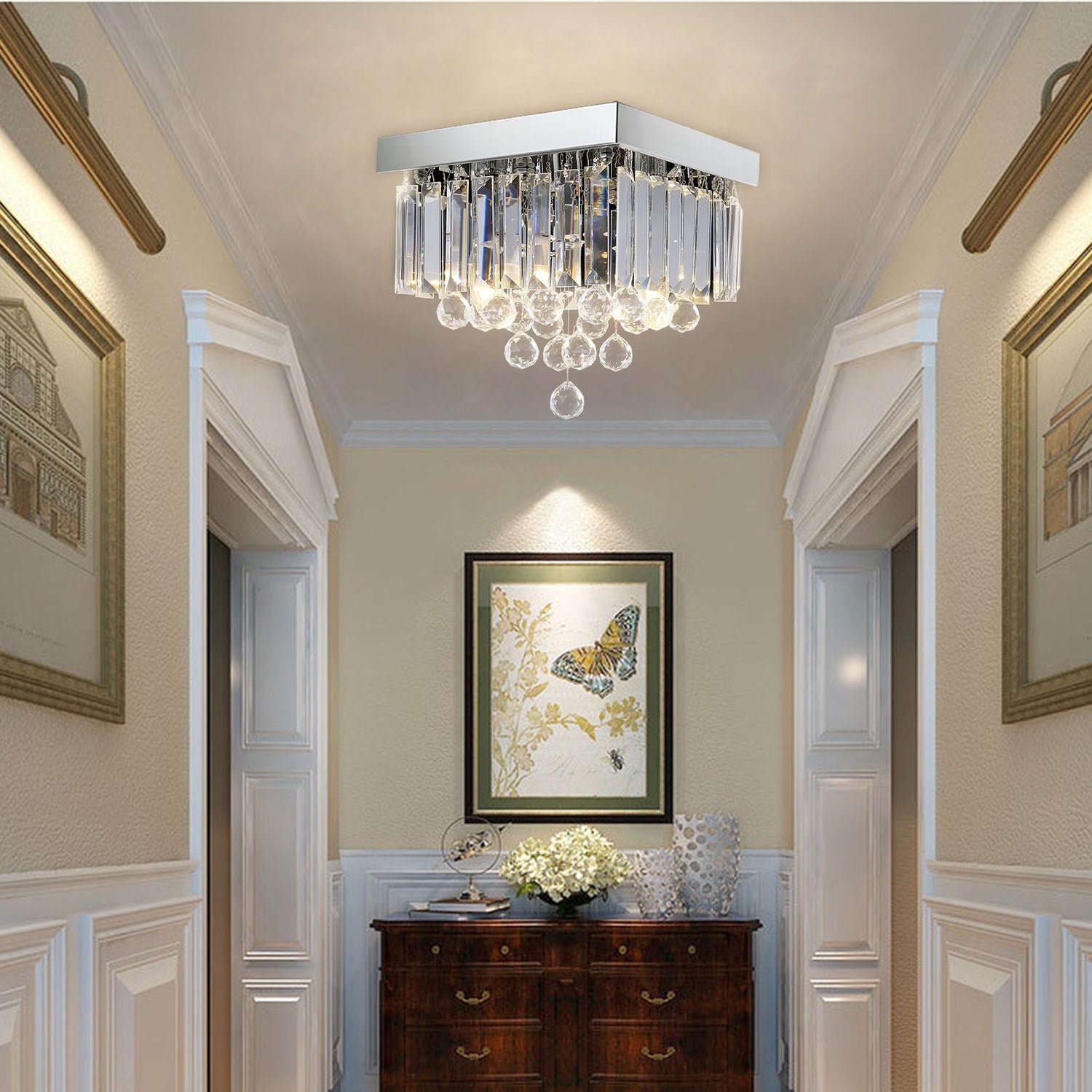 Modern Crystal Raindrop Ceiling Lighting With Warm Light