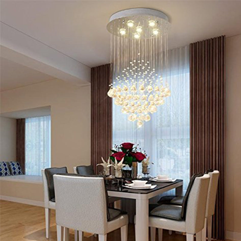 Elegant Raindrop Crystal Ball Chandelier - Dining Table Ceiling Lamp