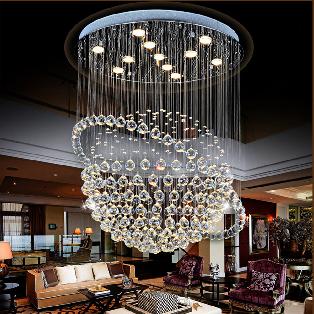 Modern Star Sphere Rain Drop Chandelier With Orbit - Living Room
