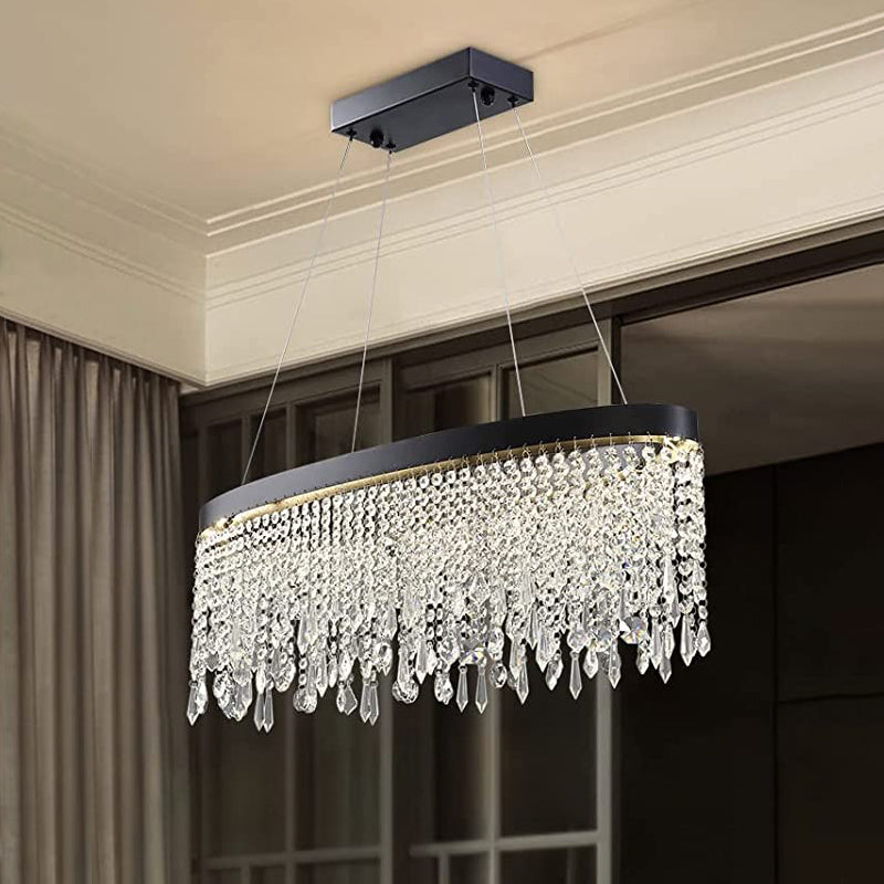 Oval Crystal Raindrop Chandelier - Dining Room | Sofary