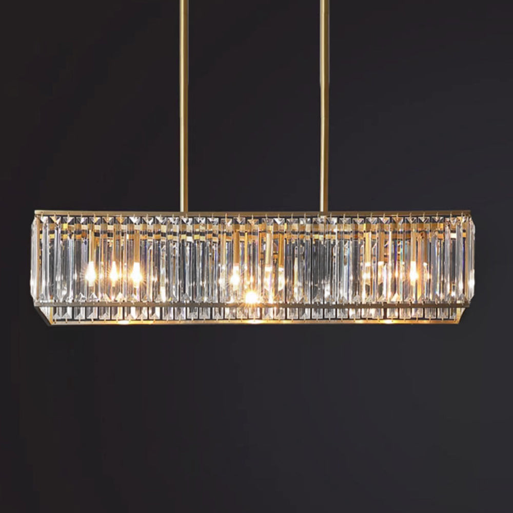 Rectangular Gold Frame Crystal Chandelier - Black Background | Sofary