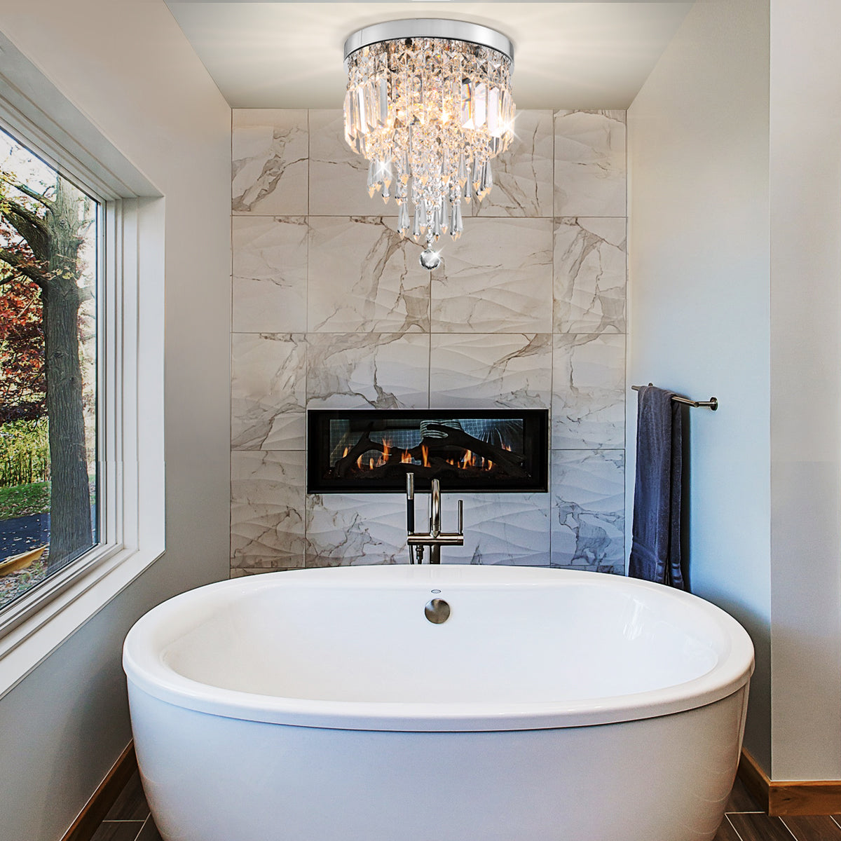 Modern Flush Mount Mini Crystal Chandelier - Ceiling Lights | Sofary