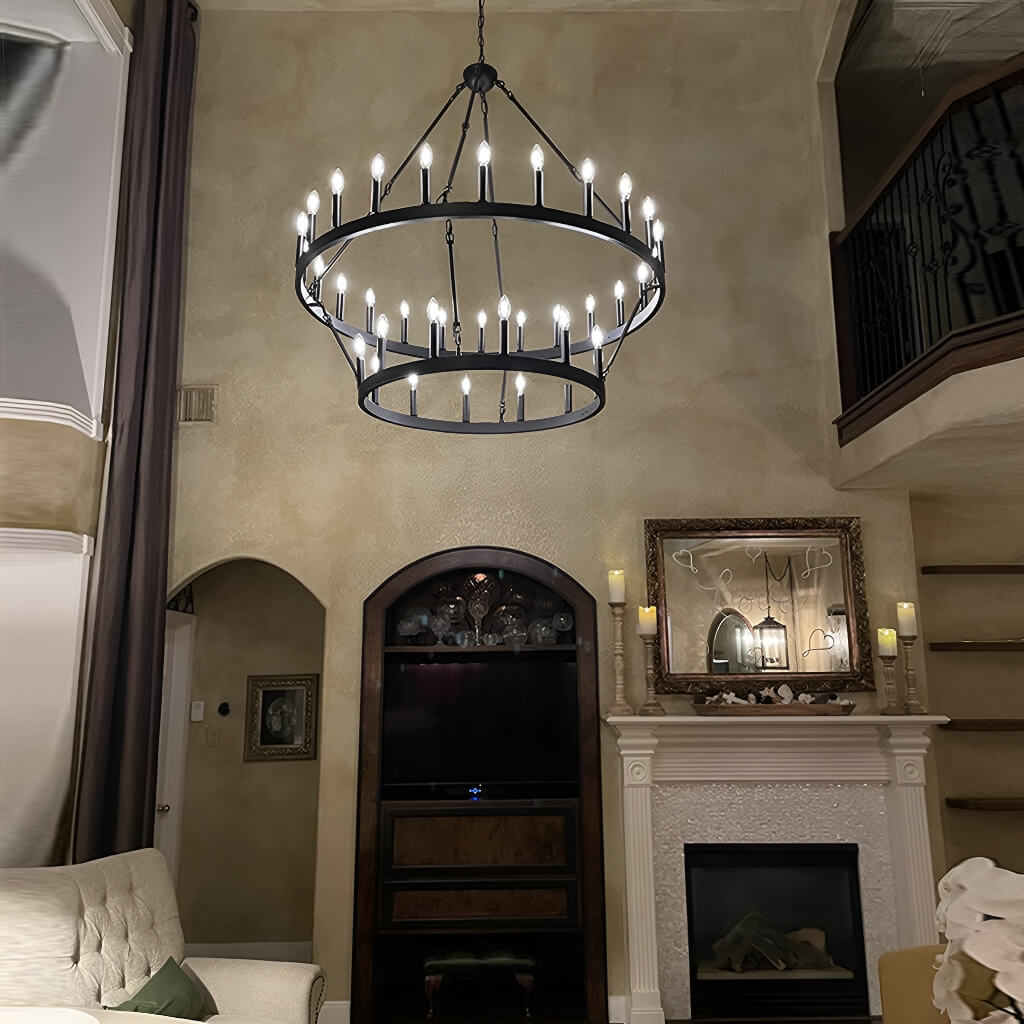 Double-Tier IrChandelier Industrial Rustic Lighting living room-1 | Sofary Lighting