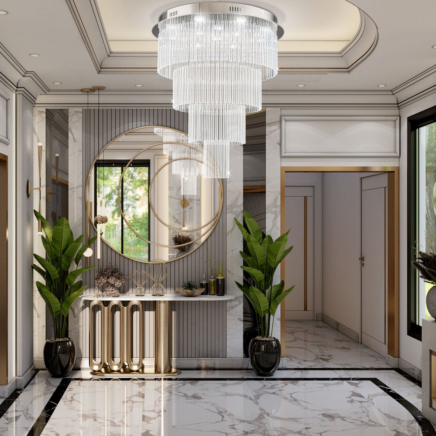 Multi Layers Round Raindrop Chandelier - Ceiling Light | Sofary