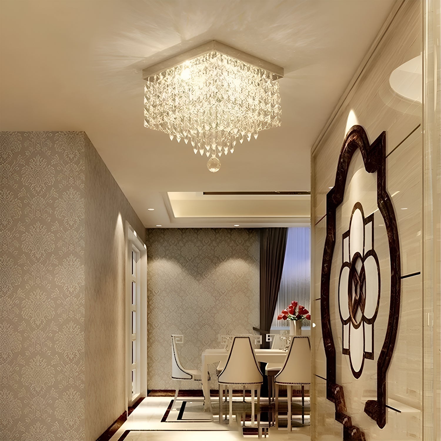 Modern Hallway Crystal Flush Mount Ceiling Light-hallway-4|Sofary