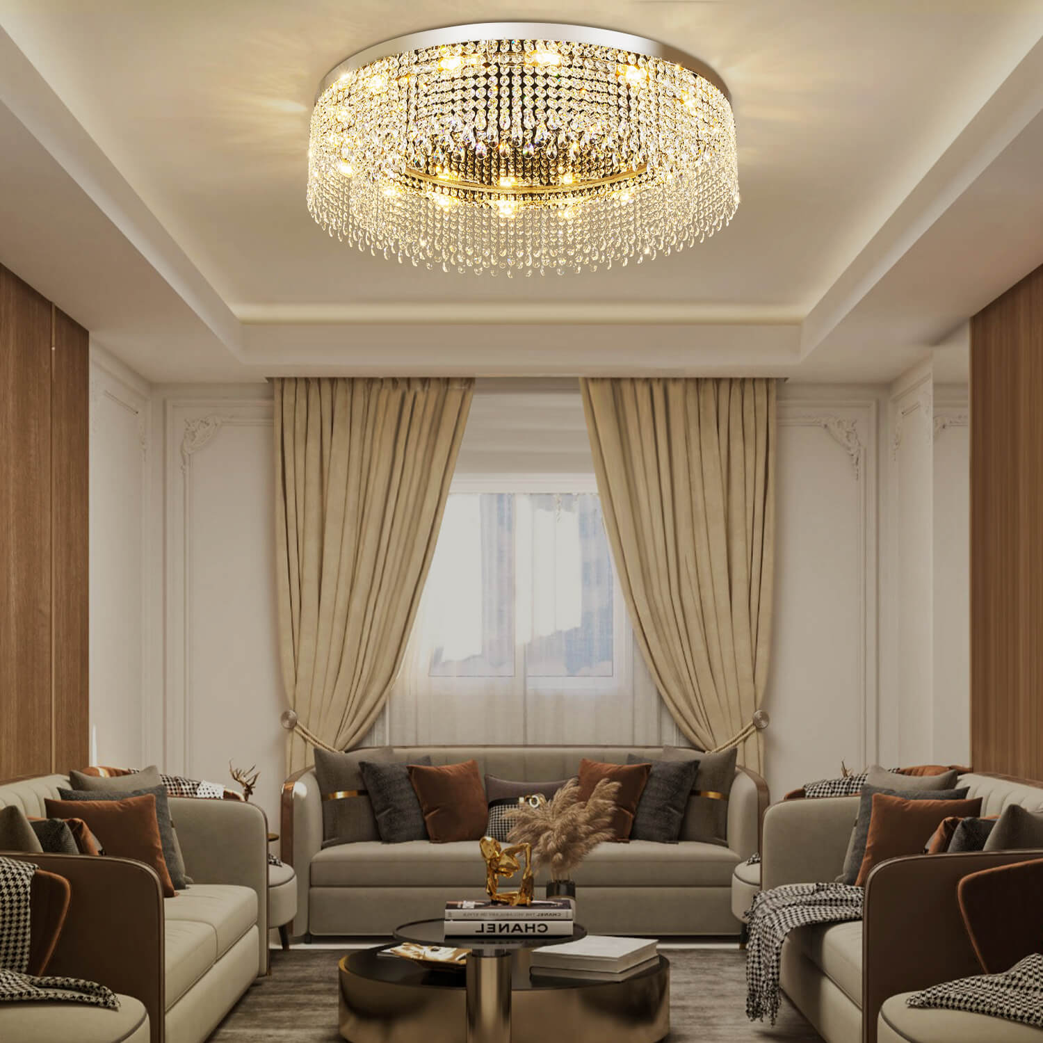 Modern Crystal Flush Mount Ceiling Light