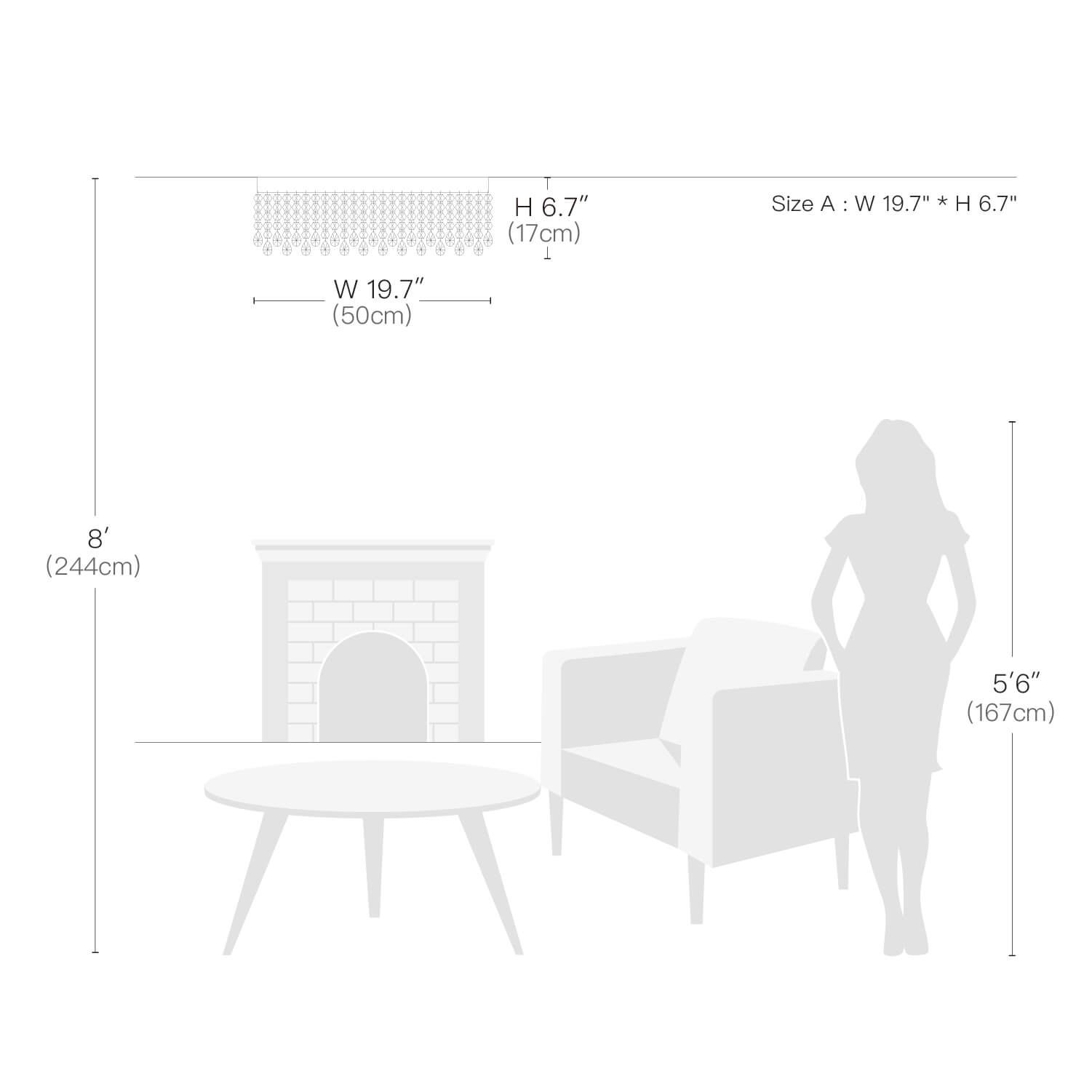 modern linear crystal flush mount ceiling light | Sofary