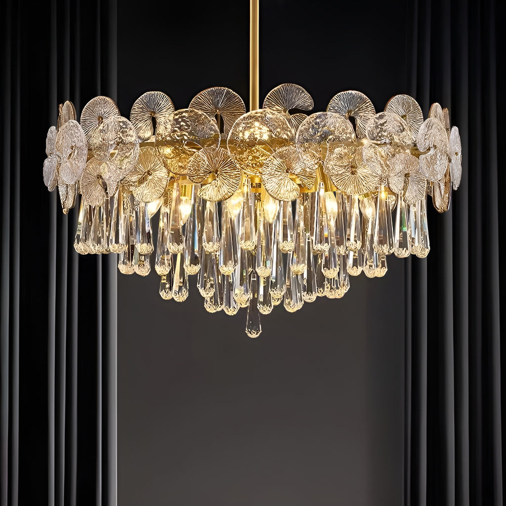Modern Luxury Gold Glass Chandelier for Living Room front-view |Sofary