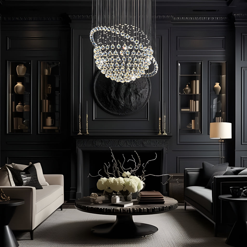 Modern Star Sphere Rain Drop Chandelier with Orbit-living-room-2|Sofary